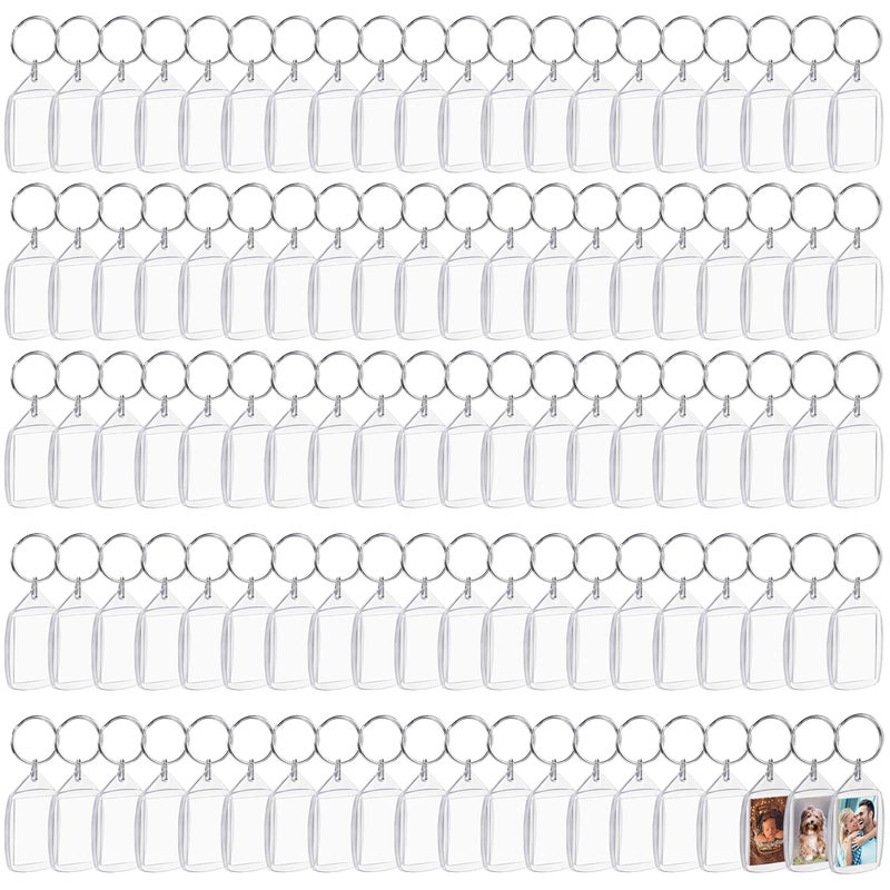 Kurtzy 100pcs Photo Keyring - 45mm X 35mm Photo Keyrings - Blank Keyrings for Photos - Translucent Clear Acrylic Key Rings with Split Ring - Double Sided Keyring Multipack - Image 1